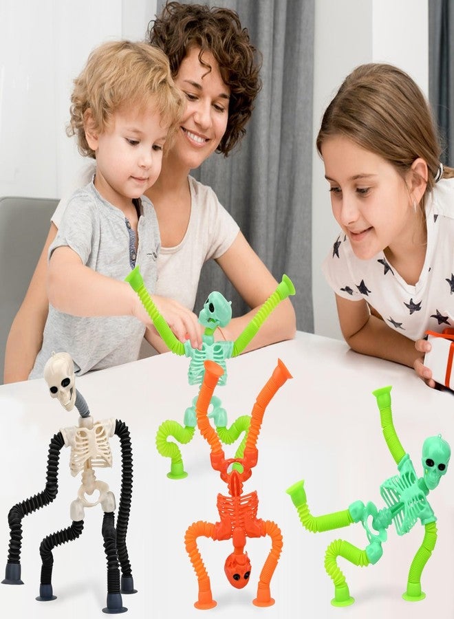 COLEGRY Halloween Pop Tubes Skeleton Fidget Toys for Kids, Telescopic Suction Cup Baby Toddlers Age 3-9 Fine Motor Skills, Gifts for 3 4 5 6 7 8 9 Year Old Boys Girls, 4 Pack - Image 2